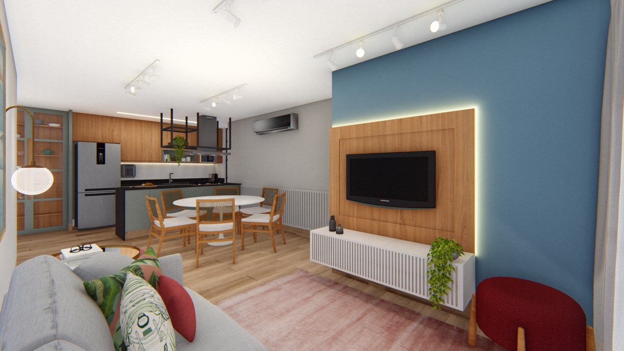 Apartamento jovem com cozinha integrada