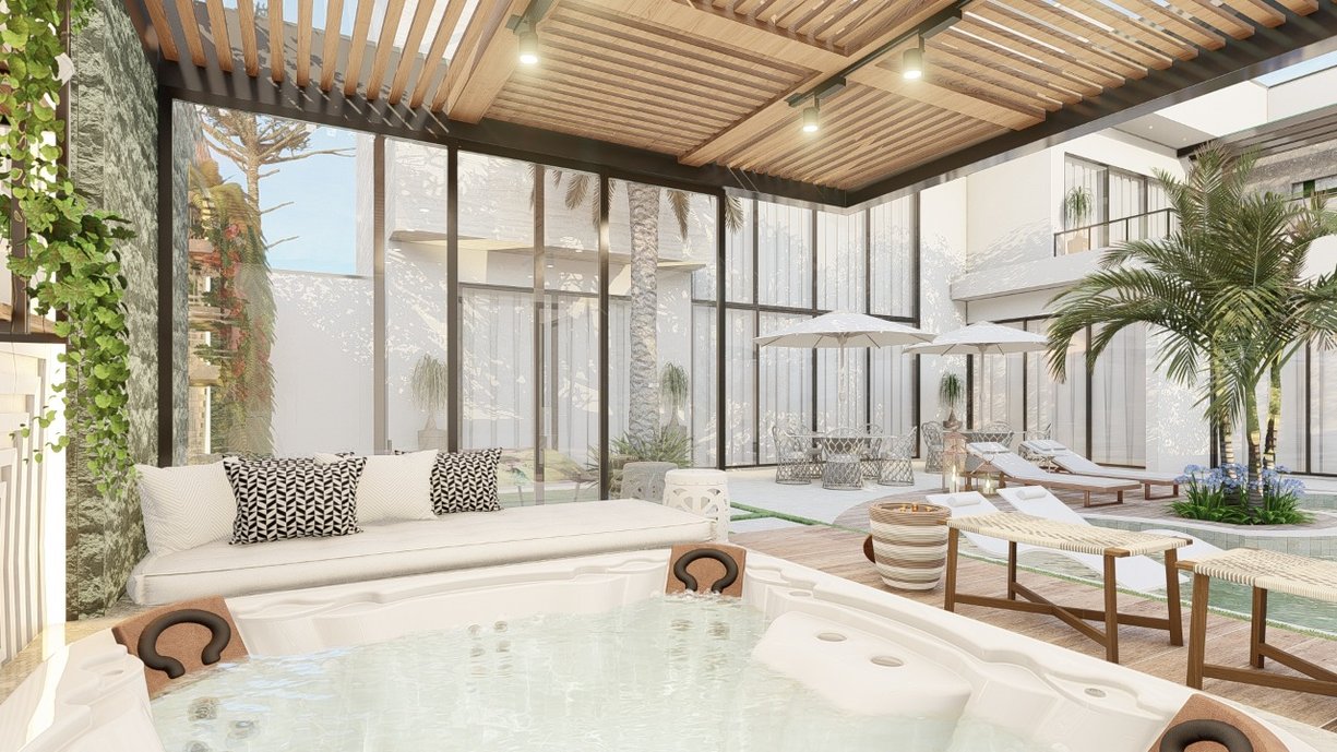 Spa em casa! Massagem, jacuzzi e sauna integrados com a piscina e área de festas!