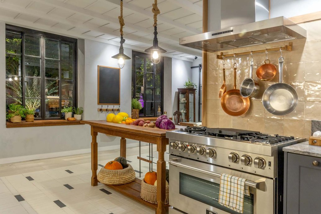 O projeto traz uma Cozinha com características afetivas aguçadas. A utilização dos revestimentos Patagonia e 