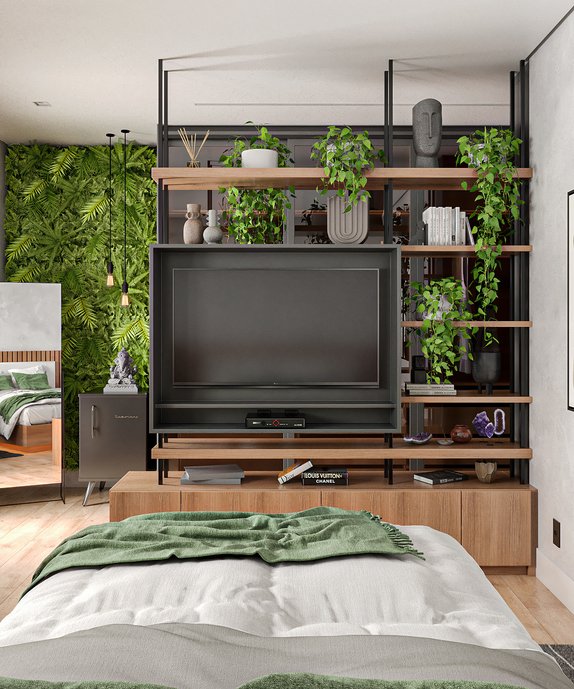 Quarto com plantas, quarto biofílico.