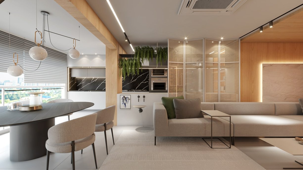 sala de jantar integrada ao estar 