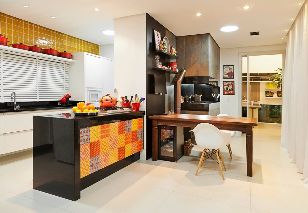 Minha cozinha gourmet, com ladrilhos Vila mada, e Steel Cortem 