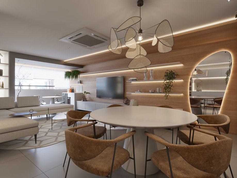 sala de jantar integrada ao estar 