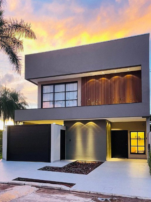 Combinação do verde e ripado de madeira na fachada