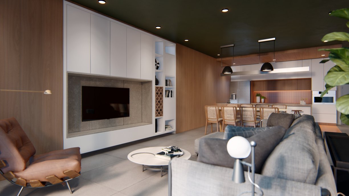 Sala e cozinha integrada