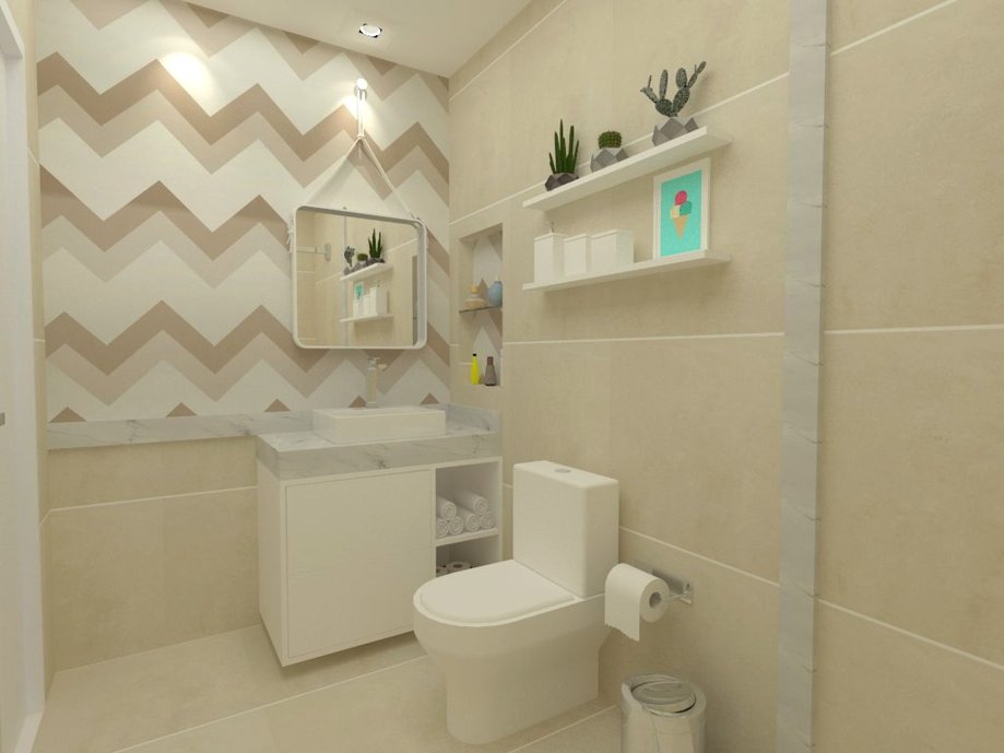 Ultilizei o design diferente do tijolinho para alegrar o ambiente