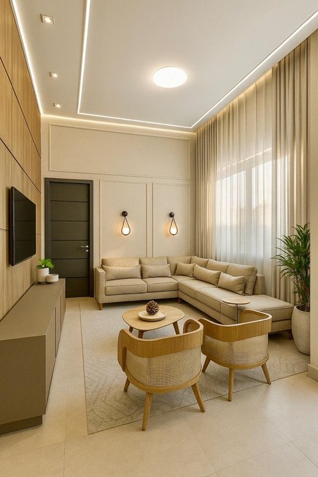 Essa sala foi pensada exatamente para isso: unir conforto, elegância e aquele toque de aconchego que faz toda diferença.