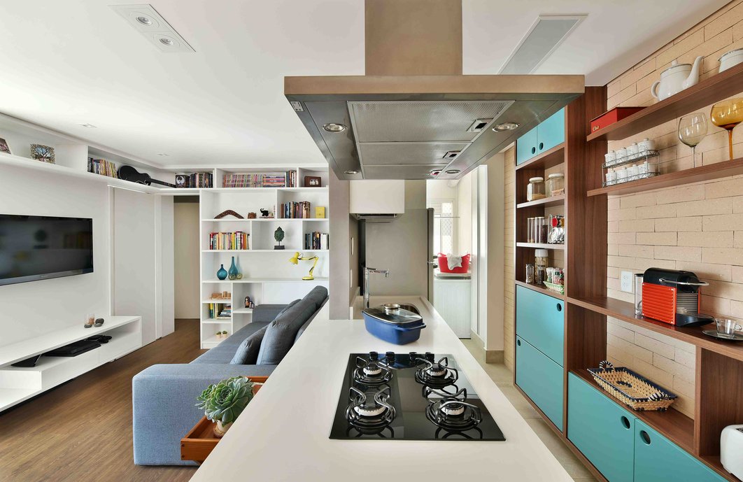 Sala integrada à cozinha