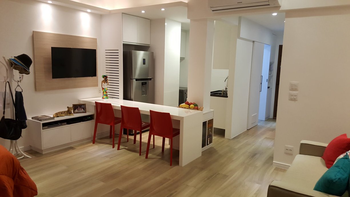 Sala integrada com cozinha