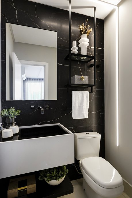 Lavabo moderno preto e branco