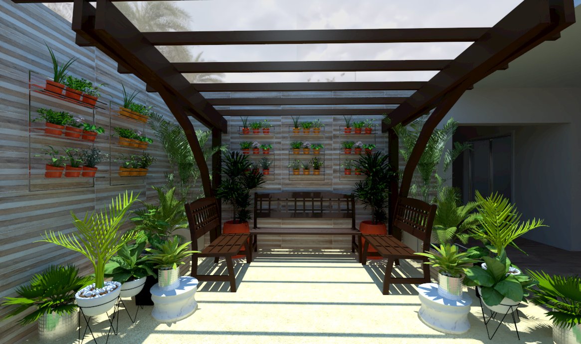 Jardim residencial, localizado no centro da cidade de Rio Claro, foi desenvolvido para valorizar o ambiente externo juntamente com elementos paisagísticos e bancos rústicos