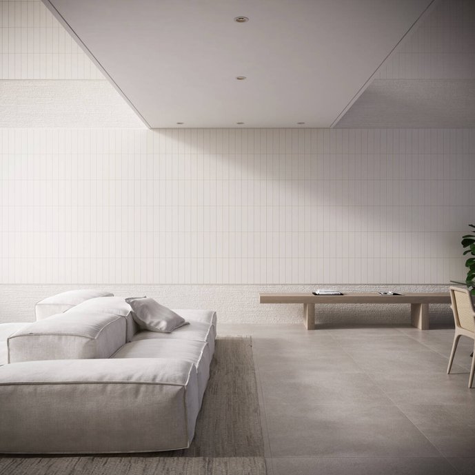 Sala minimalista branca.