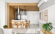 Apartamento tipo studio jovem e moderno, com toques praianos.