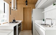 Apartamento tipo studio jovem e moderno, com toques praianos.