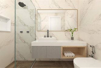 WC social elegante - BIANCO DI ELBA e ARAUCARIA ESCURA - Portobello