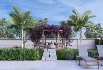 Área externa com piscina
