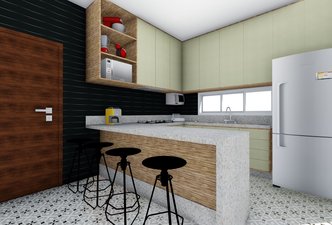Cozinha com bancada gourmet em liverpool black