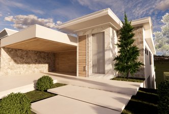 Fachada residencia unifamiliar Alphaville Resende
