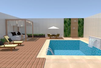 Área externa com piscina