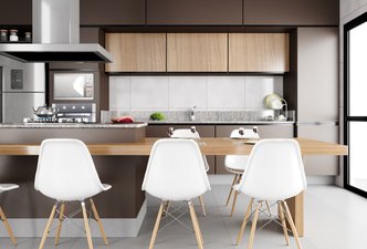 Cozinha sofisticada e acolhedora