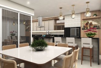Cozinha e gourmet integrados