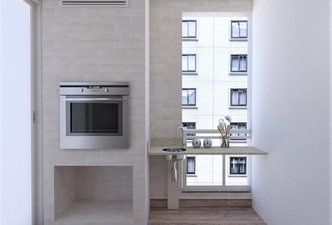Chrrasqueira/area de lazer coberta- Cambrige white e Ecowood