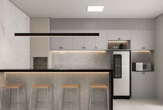 Sofisticação Minimalista: Espaço Gourmet com Liverpool Argento