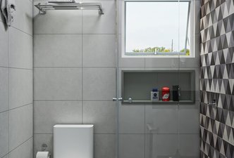Banheiro masculino cinza