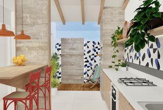 Cozinha integrada Área externa Geribá