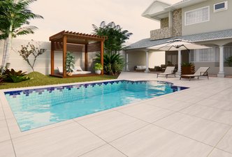 Área de lazer com piscina 