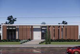 Elegância Terrena: Fachada de Alto Padrão com MS. BARCELONA ANTRACITA e NEOTROPICAL GREY MIX