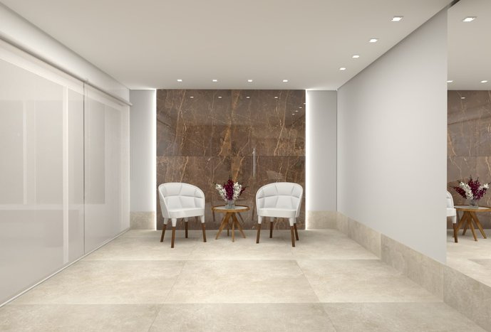 Hall de edifício em *OR* de Cacau